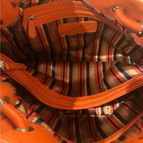 Tiganello Orange Pebbled Leather Tote.  14x10 - Picture 8 of 16